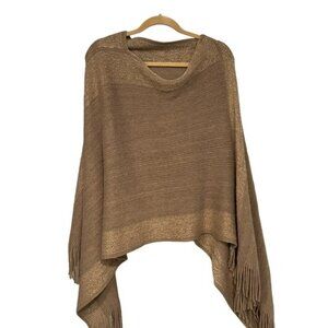 Fringe Sweater Poncho, One Size
